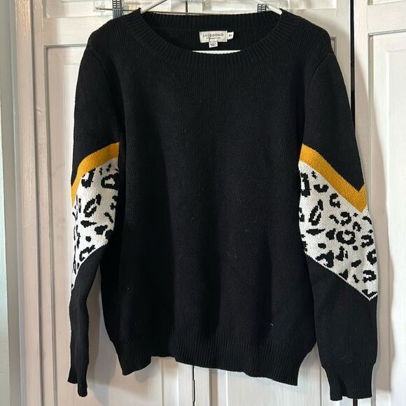 Lili Sidonio cozy leopard print color block sweater - Size M/L - Picture 1 of 6